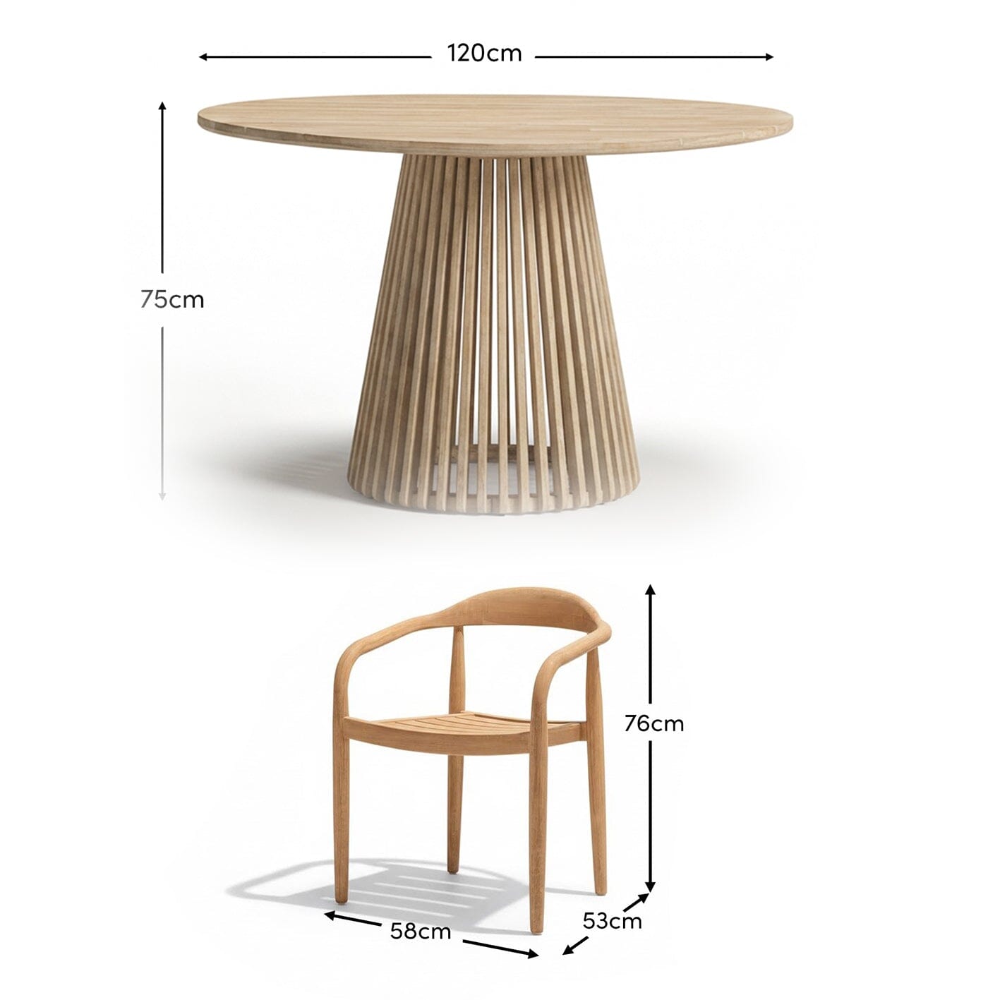 Willow 4 Seater Round Garden Dining Set with Sasha Chairs - Laura James
