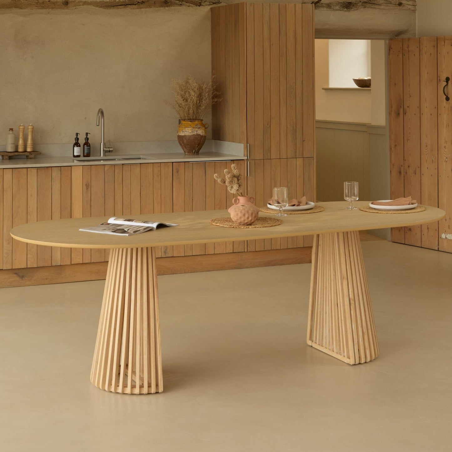 Willow Whitewash Oval Dining Table - Laura James