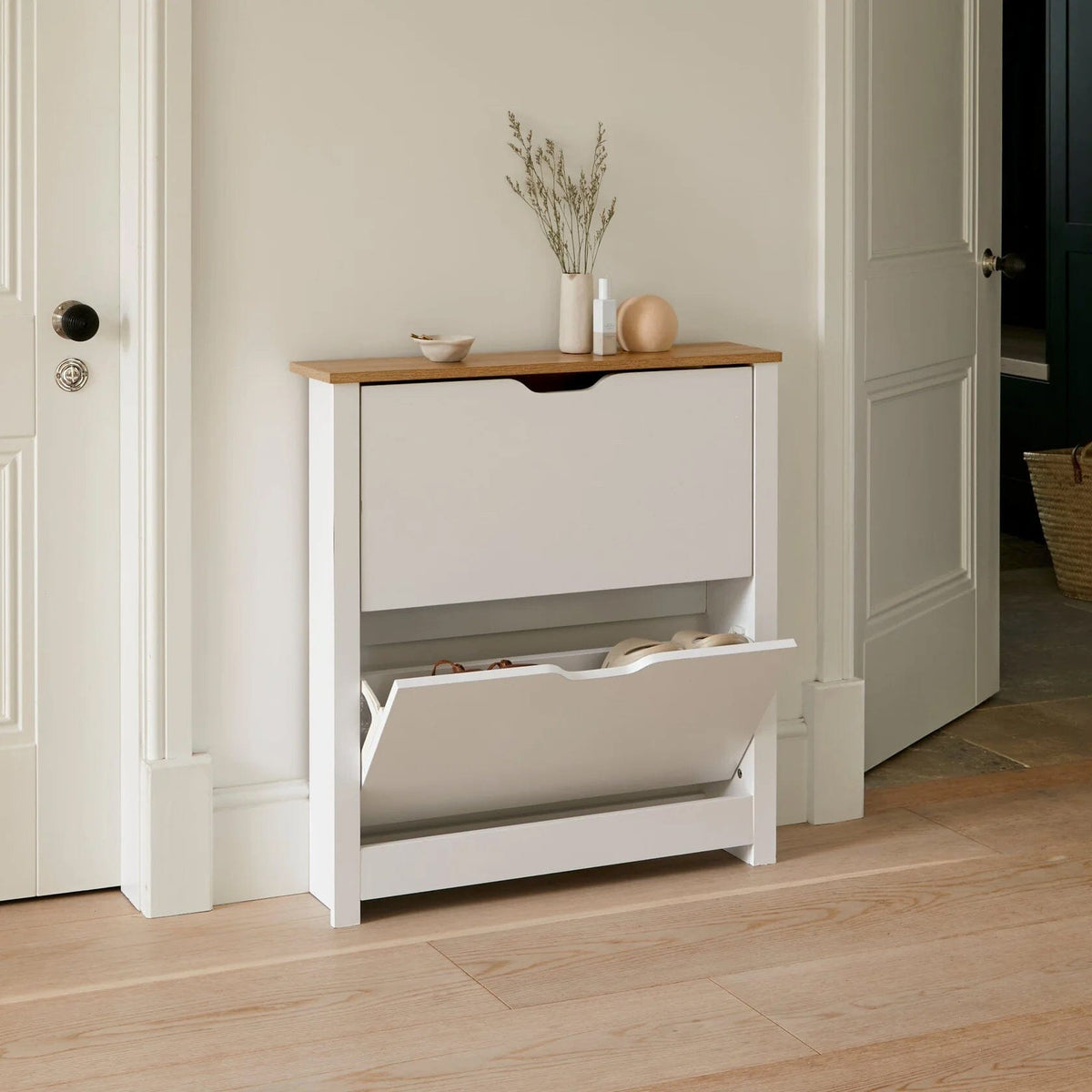Windsor Shoe Cabinet - 2 Door - White - Laura James