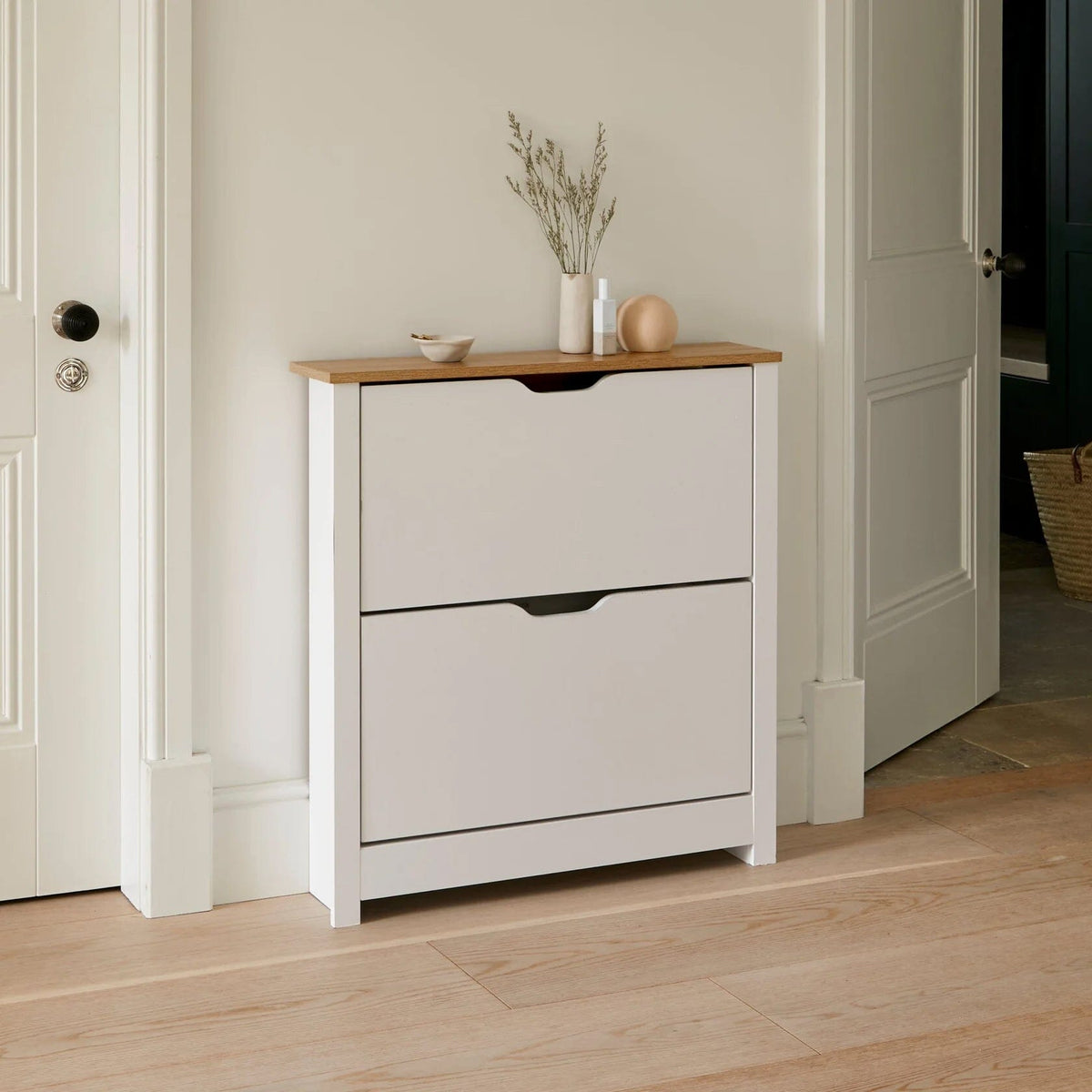 Windsor Shoe Cabinet - 2 Door - White - Laura James