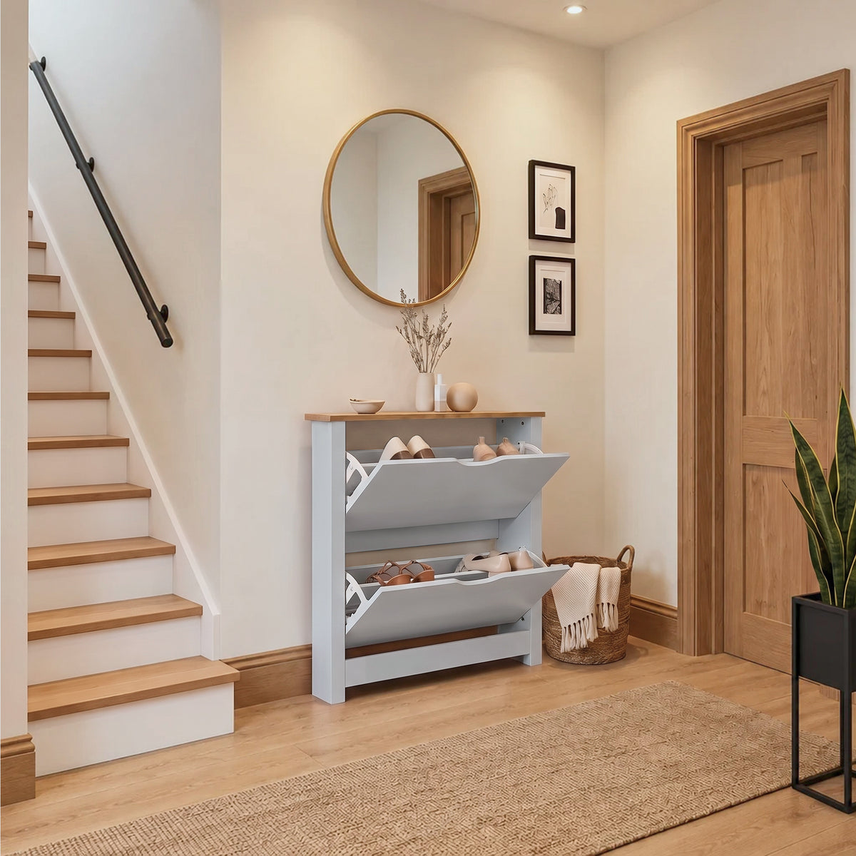 Windsor Shoe Cabinet - 2 Door - Grey