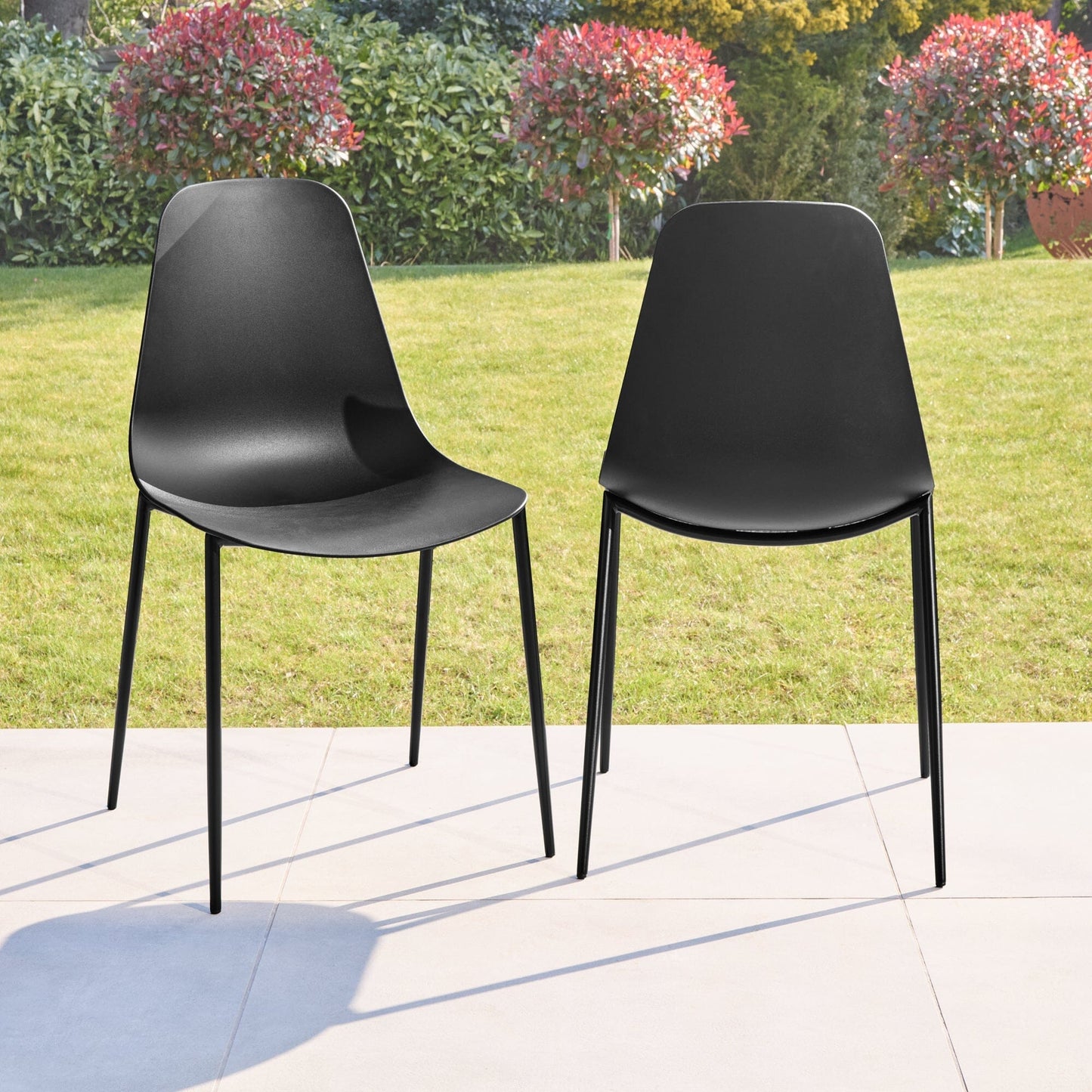 Amelia 6 Seater Wooden Garden Dining Set with Wren Black Chairs