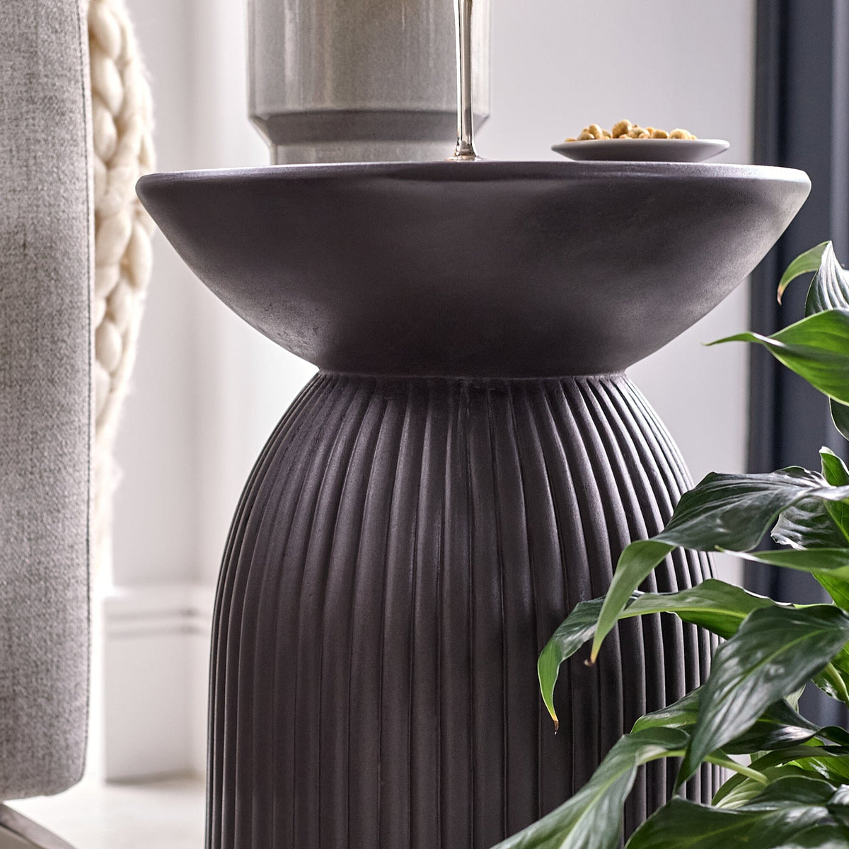 Zaliki Concrete Round Side Table - Black - Laura James
