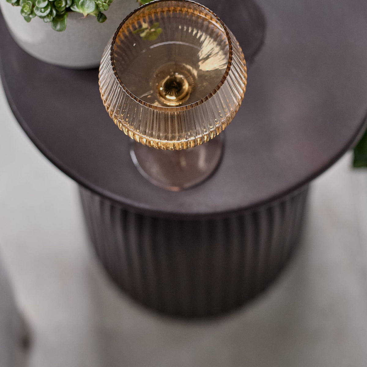 Zaliki Concrete Round Side Table - Black - Laura James