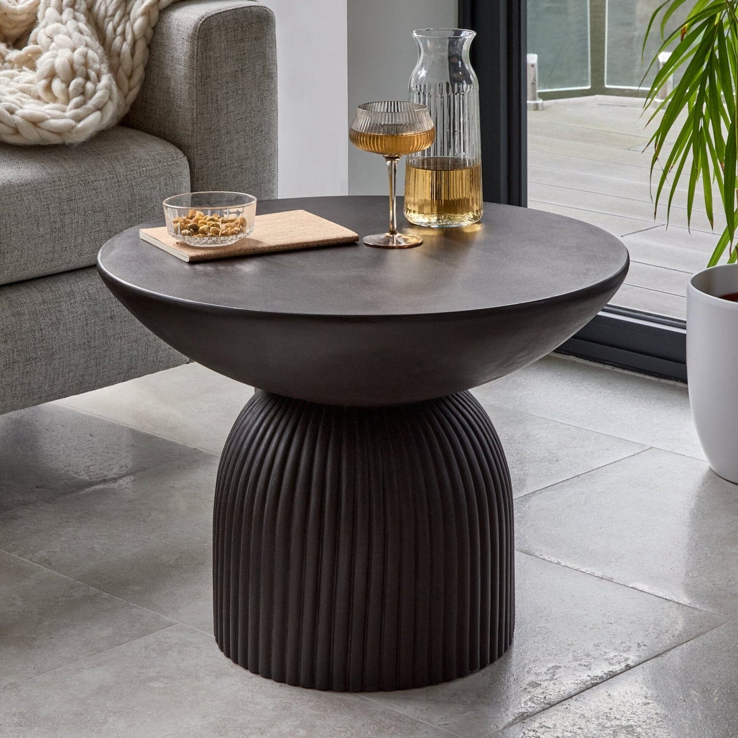Zaliki Concrete Coffee Table - Black - Laura James