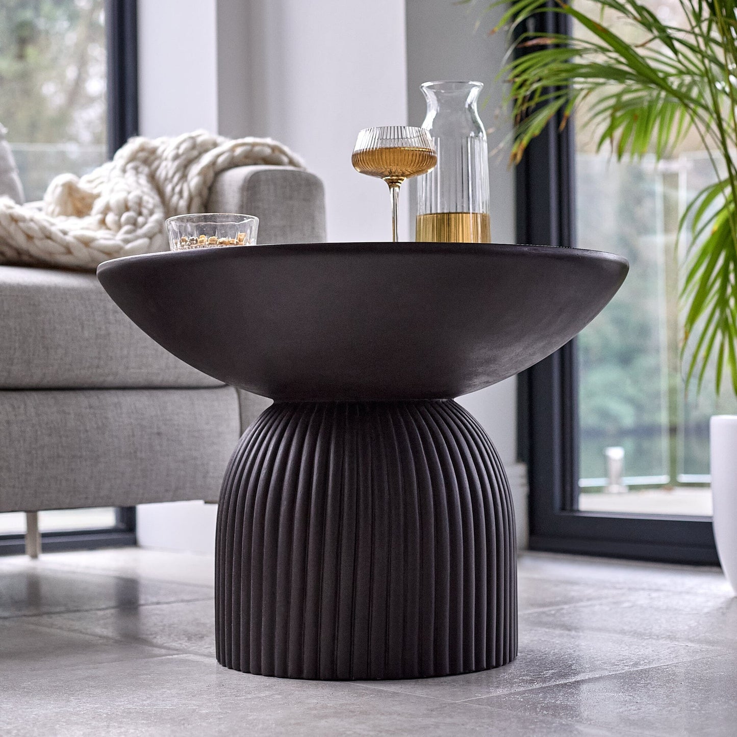 Zaliki Concrete Coffee Table - Black - Laura James