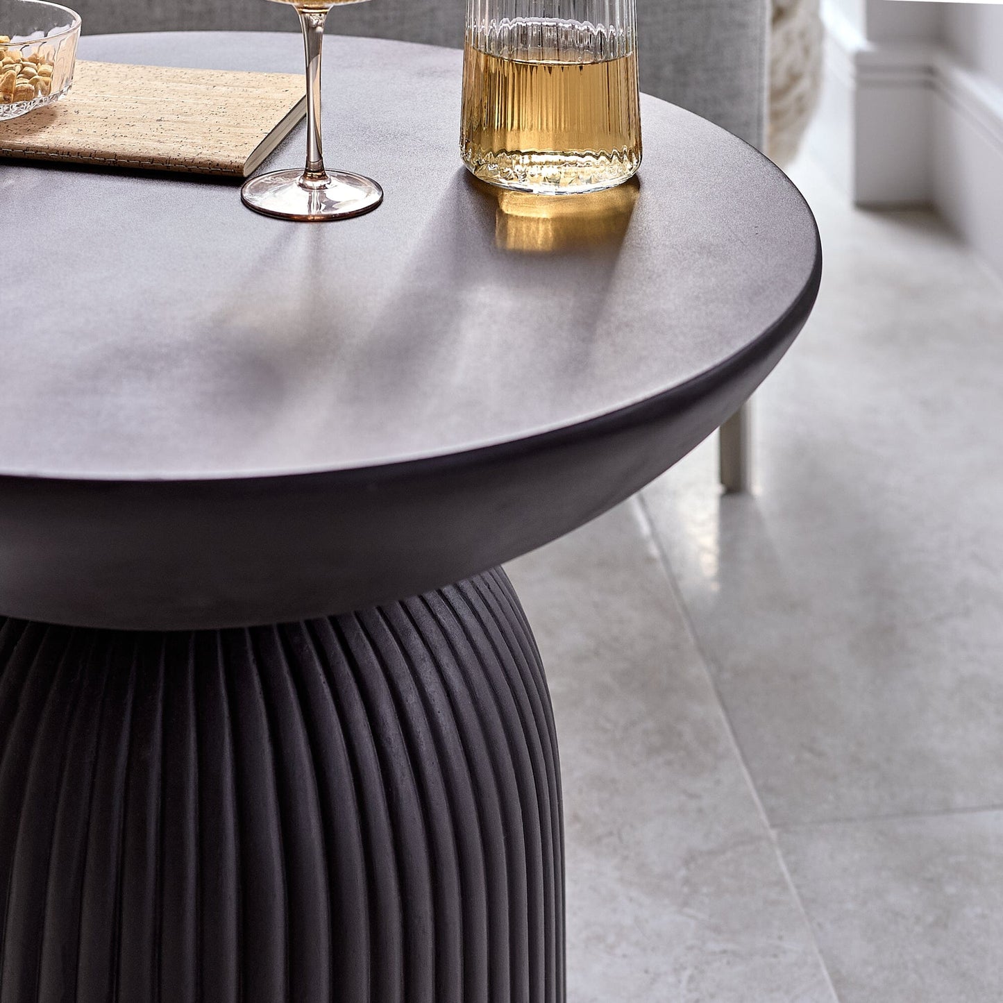 Zaliki Concrete Coffee Table - Black - Laura James