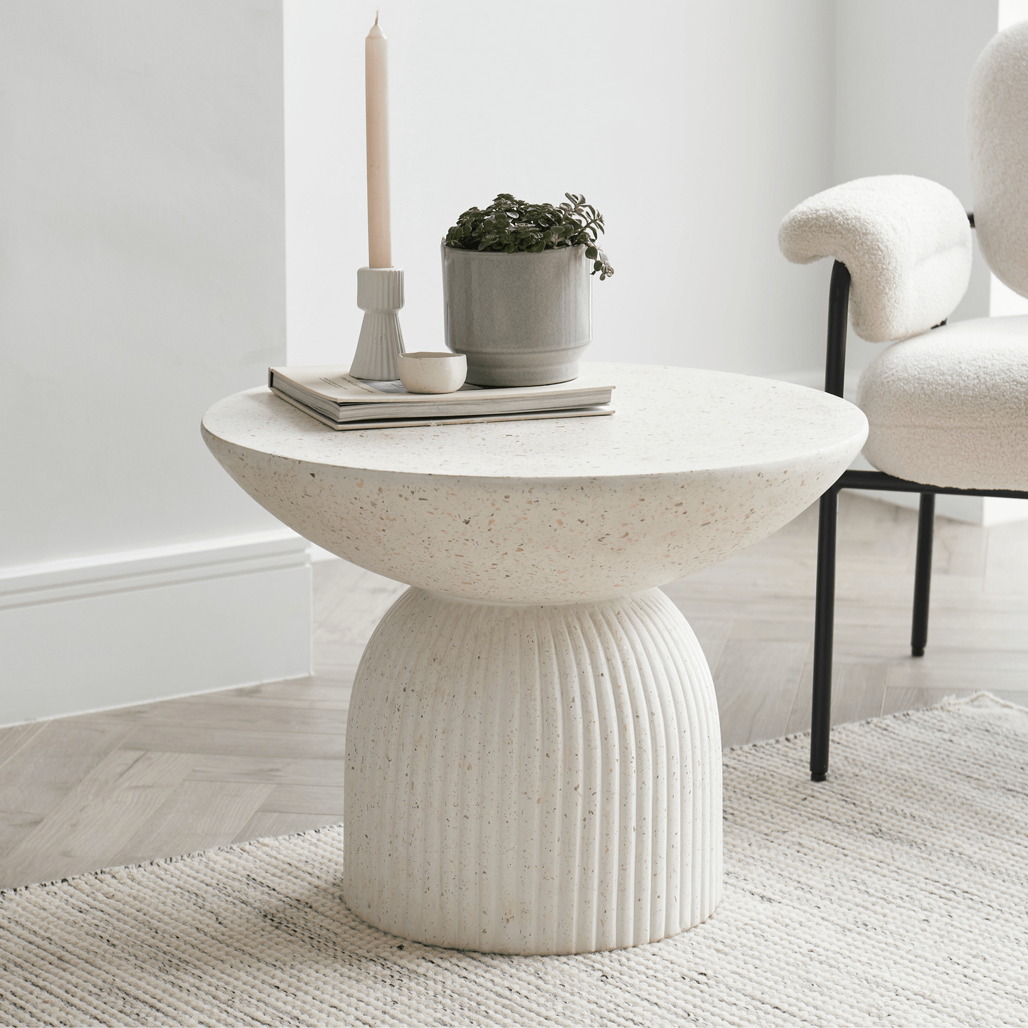 Zaliki Concrete Coffee Table - Pearl Terrazzo - Laura James