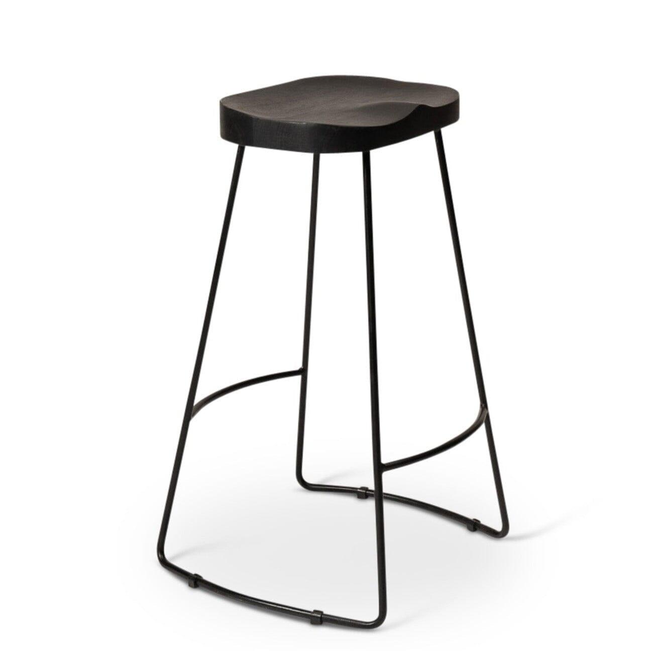 Aiden Black Mango Wood Backless Bar Stool - Set of 2