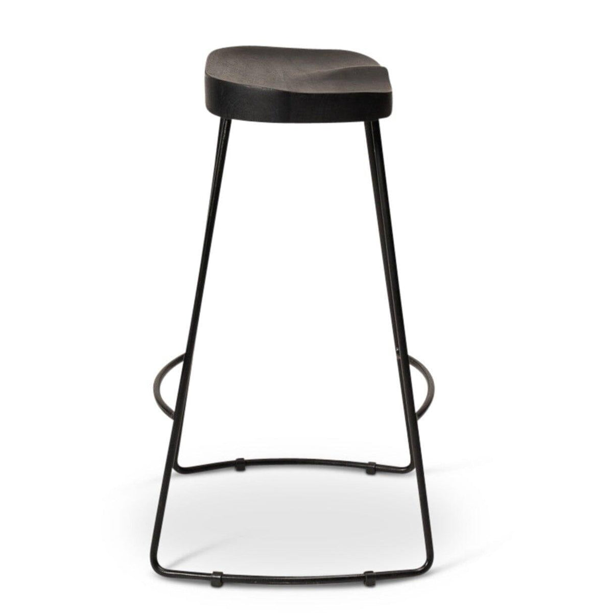 Aiden Black Mango Wood Backless Bar Stool - Set of 2