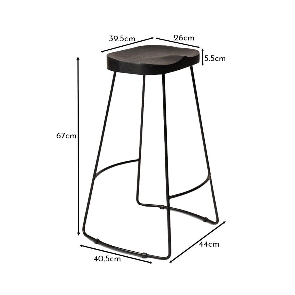 Aiden Black Mango Wood Backless Bar Stool - Set of 2