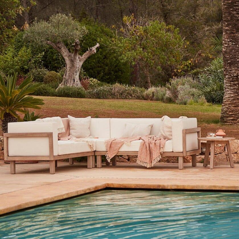Akira 5 Seater Wooden Garden Corner Sofa - Laura James