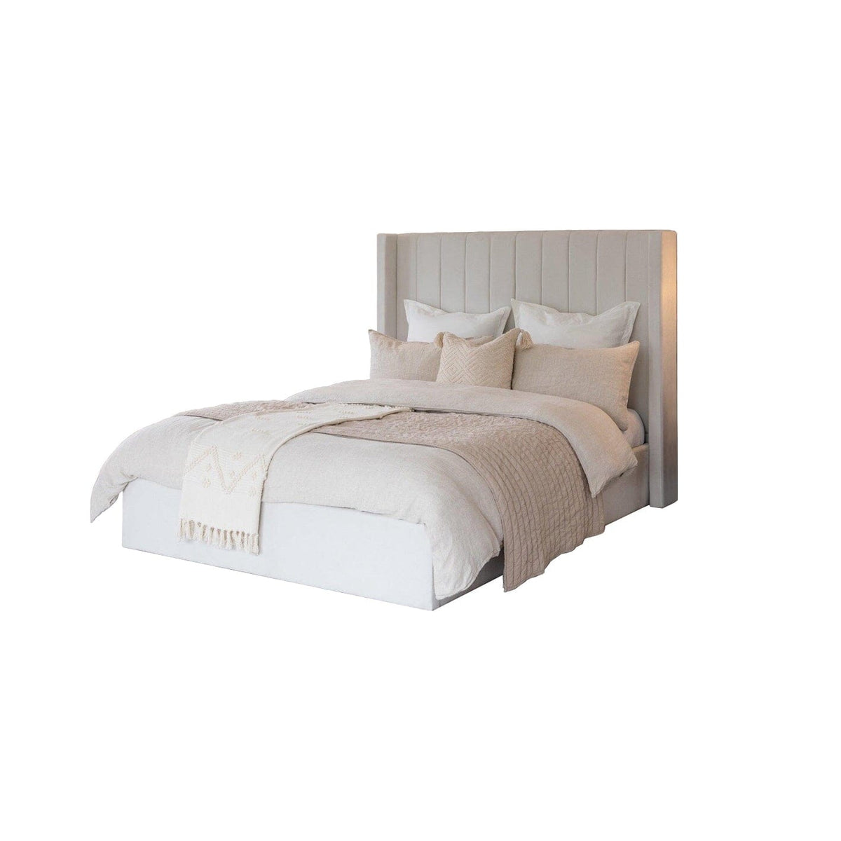 Alice Double Ottoman Bed and Mattress Set - Ivory - Laura James