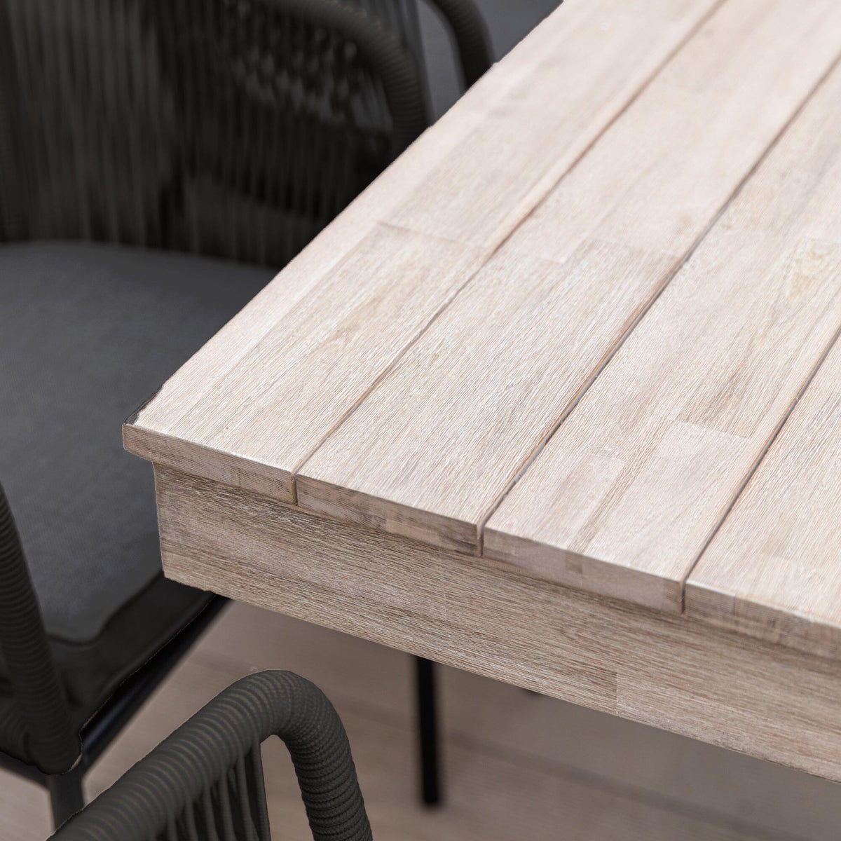 Amelia 6 Seater Whitewash Wood Black Legs Garden Dining Set - Hali Black Chairs - Laura James
