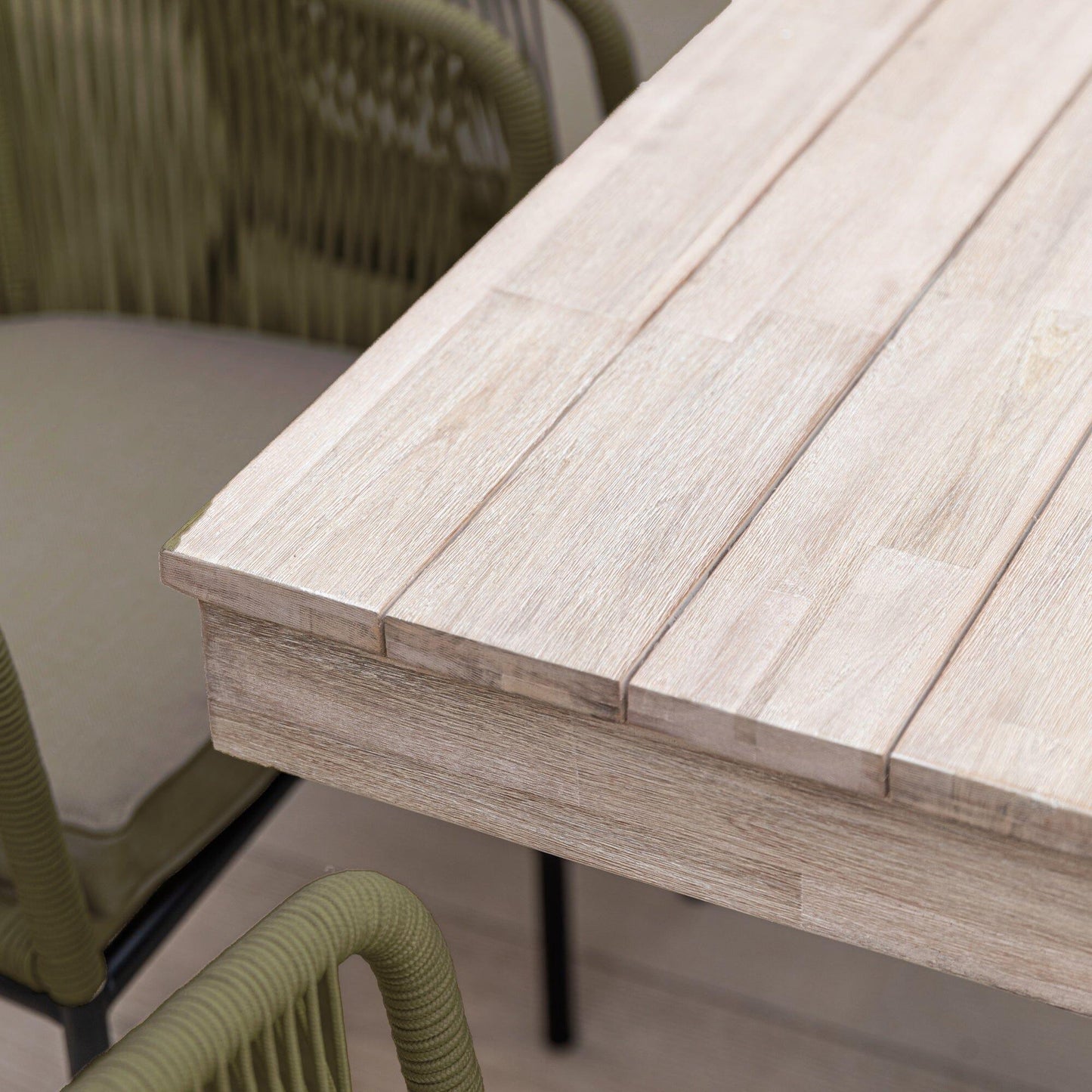 Amelia 8 Seater Whitewash Wood Black Legs Garden Dining Set - Hali Green Chairs - Laura James