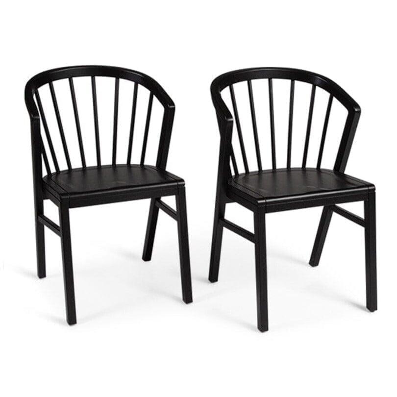 Amelia Whitewash Dining Table Set - 6 Seater - Black Spindle Back Chairs - Black Legs