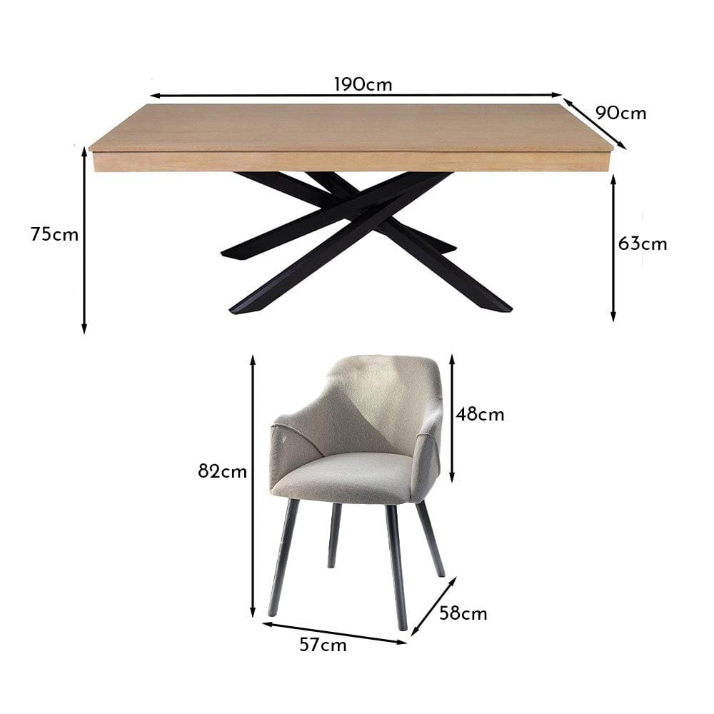 Amelia Whitewash Dining Table Set - 6 Seater - Freya Oatmeal Carver Chairs With Black Legs - Laura James