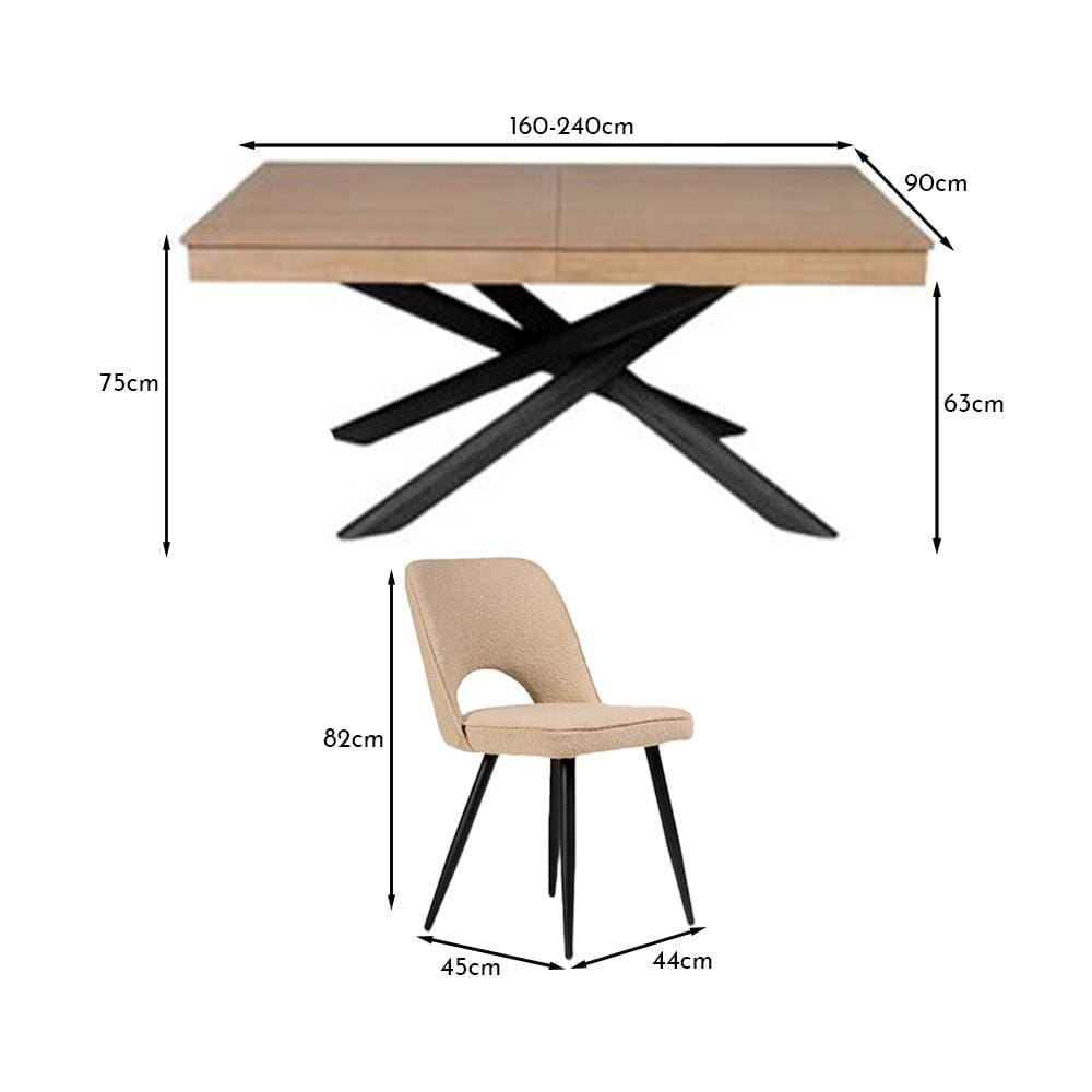 Amelia Whitewash Extending Dining Table Set - 6 Seater - Dolly Dining Chairs with Black Legs - Laura James
