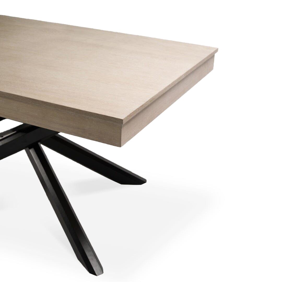 Amelia Whitewash Wood Dining Table - Non Extendable - Black Legs - Laura James