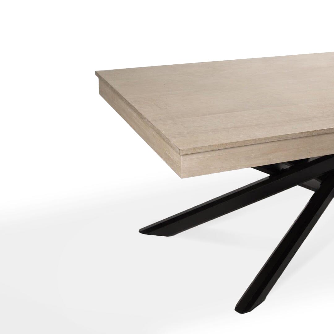 Amelia Whitewash Wood Dining Table - Non Extendable - Black Legs - Laura James