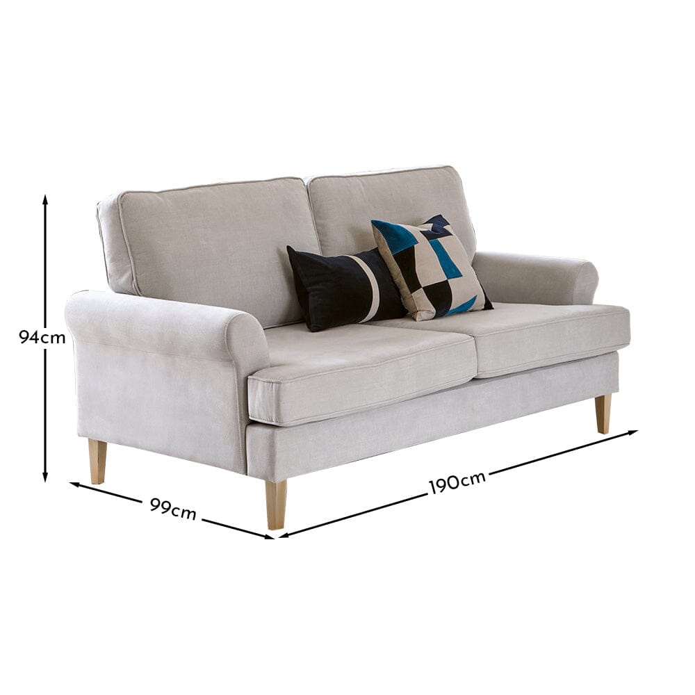 OUTLET - Annabelle 3 Seater Sofa - Cloud Grey with Pale Oak Legs
