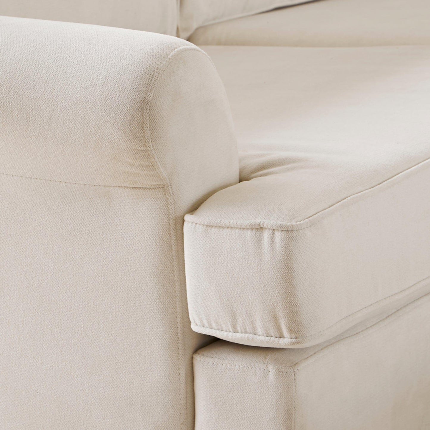 Annabelle corner sofa with chaise Natural Ivory with Dark Oak Legs - Laura James