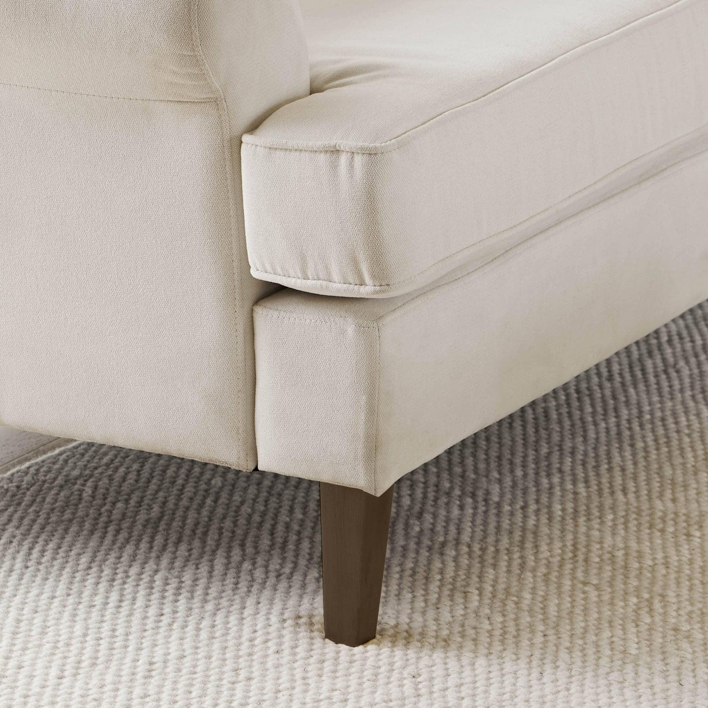 Annabelle corner sofa with chaise Natural Ivory with Dark Oak Legs - Laura James