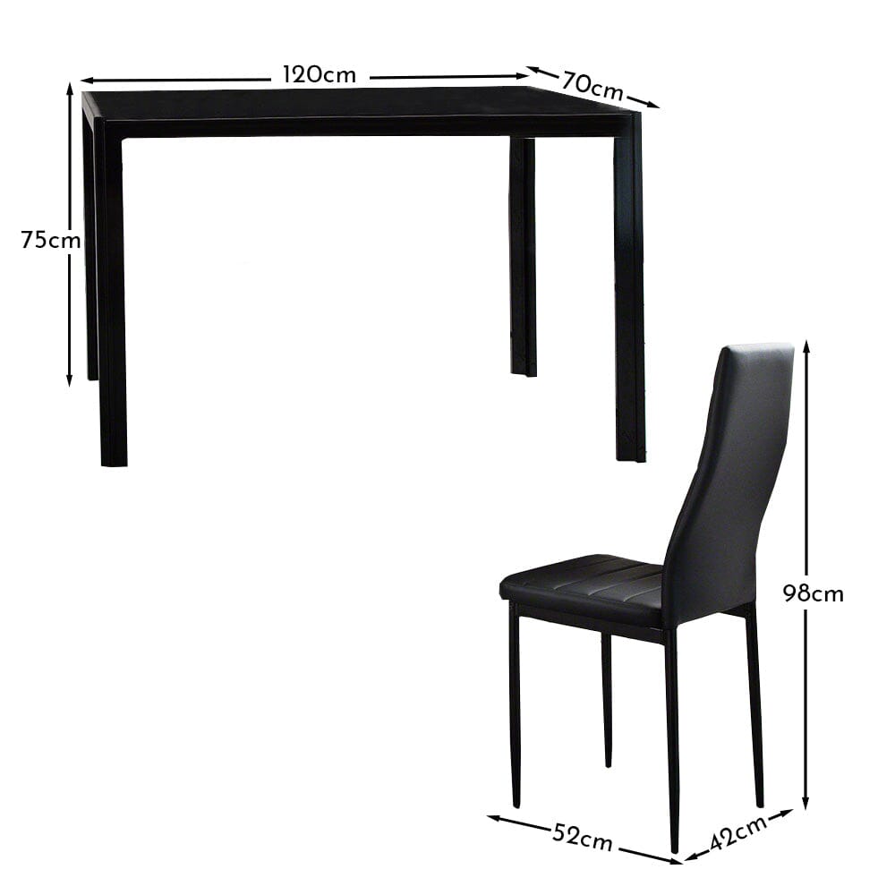 Anya Glass Dining Table Set - 4 Seater - Black