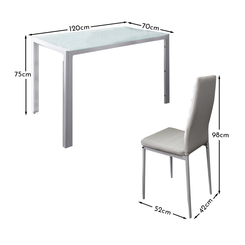 Anya Glass Dining Table Set - 4 Seater - White