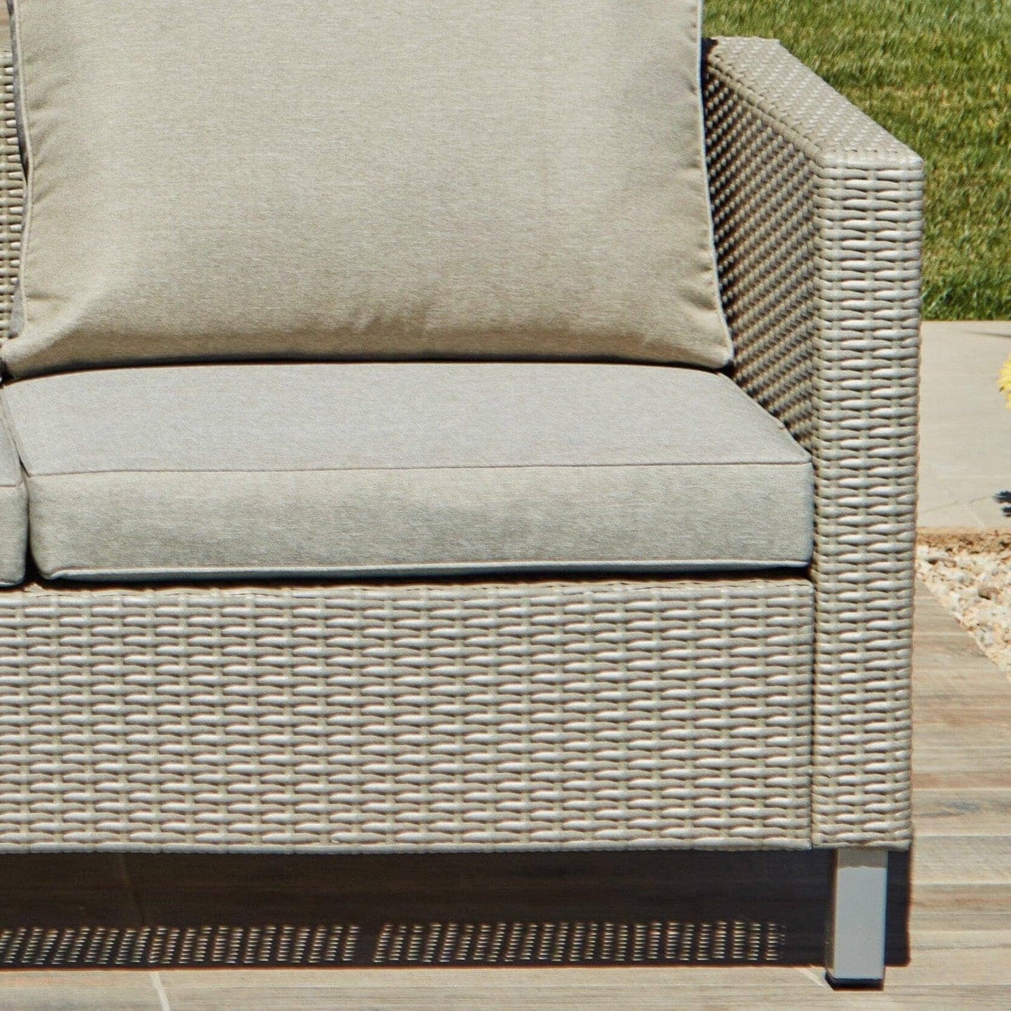 Aria extended garden corner sofa with coffee table - light grey - Laura James
