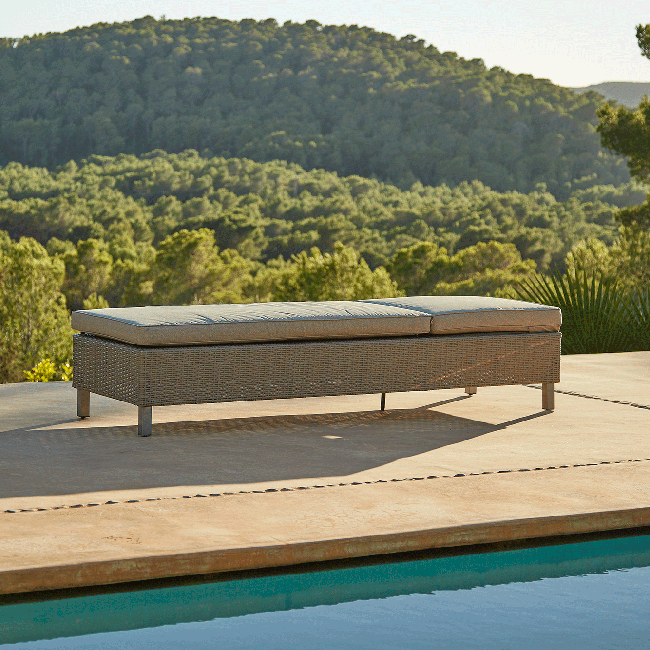 Aria Light Grey Rattan Sun Lounger - Laura James
