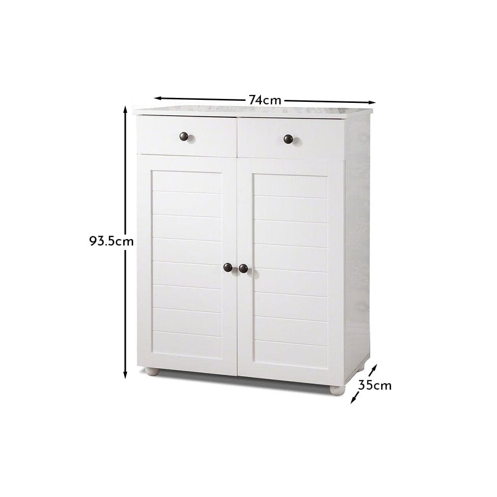 White Shoe Storage Cabinet Storage Cupboard Wooden - Laura James