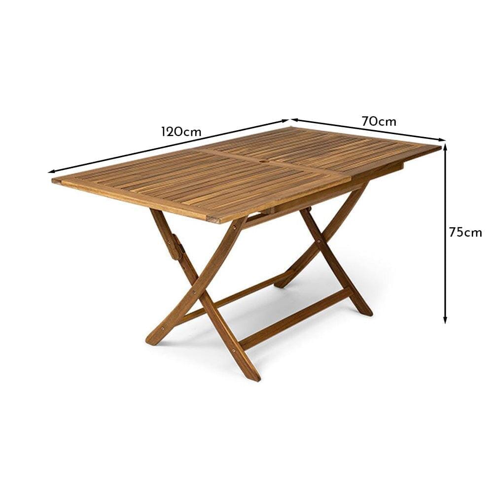 Ashby 4 Seater Wooden Rectangle Folding Dining Table - 120cm