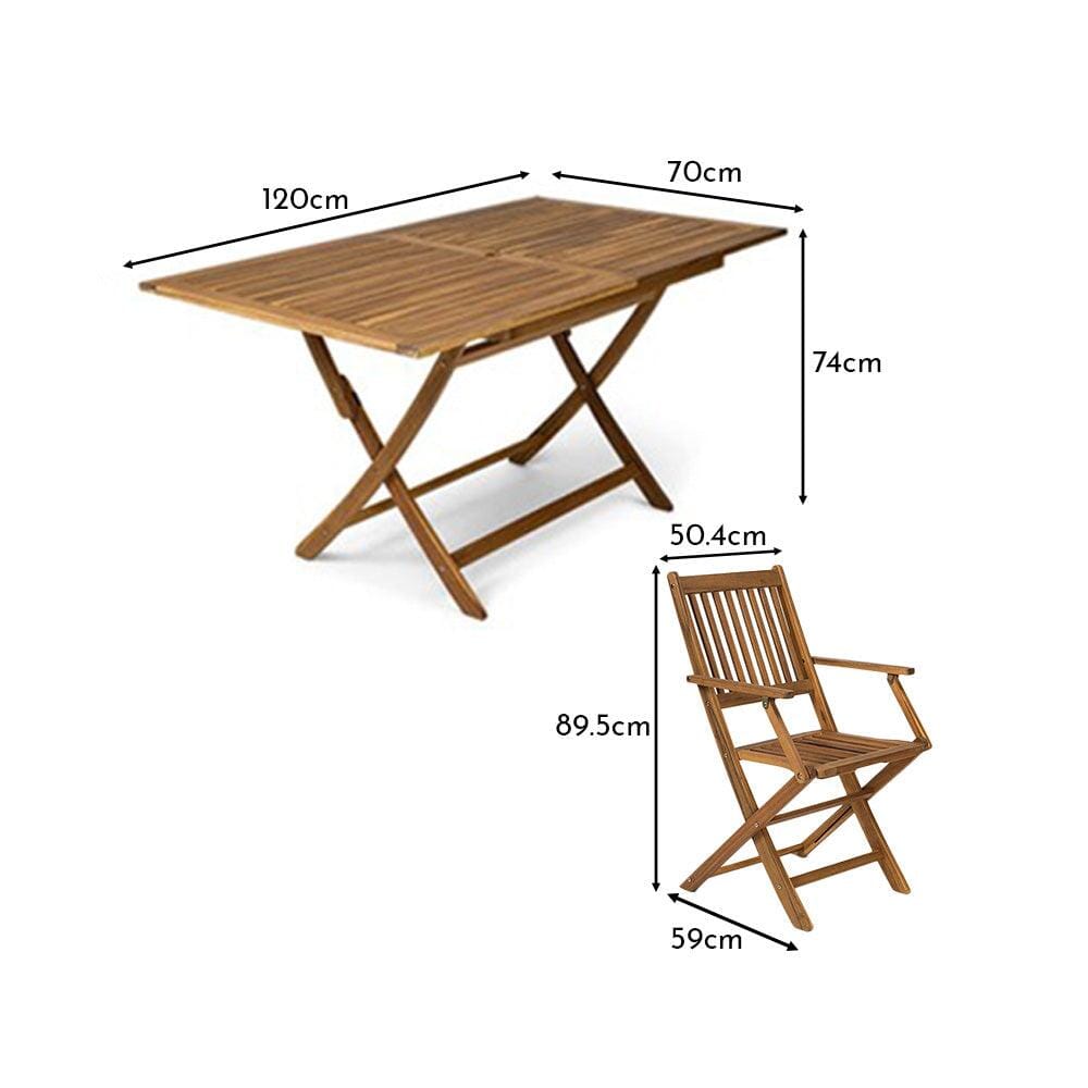Ashby Outdoor 4 Seater Wooden Rectangular Armchair Dining Set with Grey Parasol - 120cm - Laura James