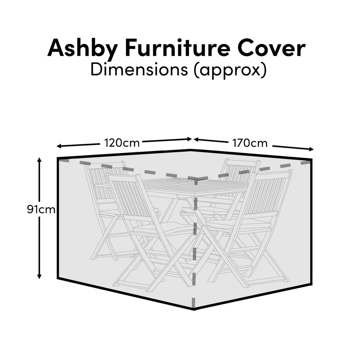 Ashby Rectangular Table 4-Seater Raincover - 170x120x91cm