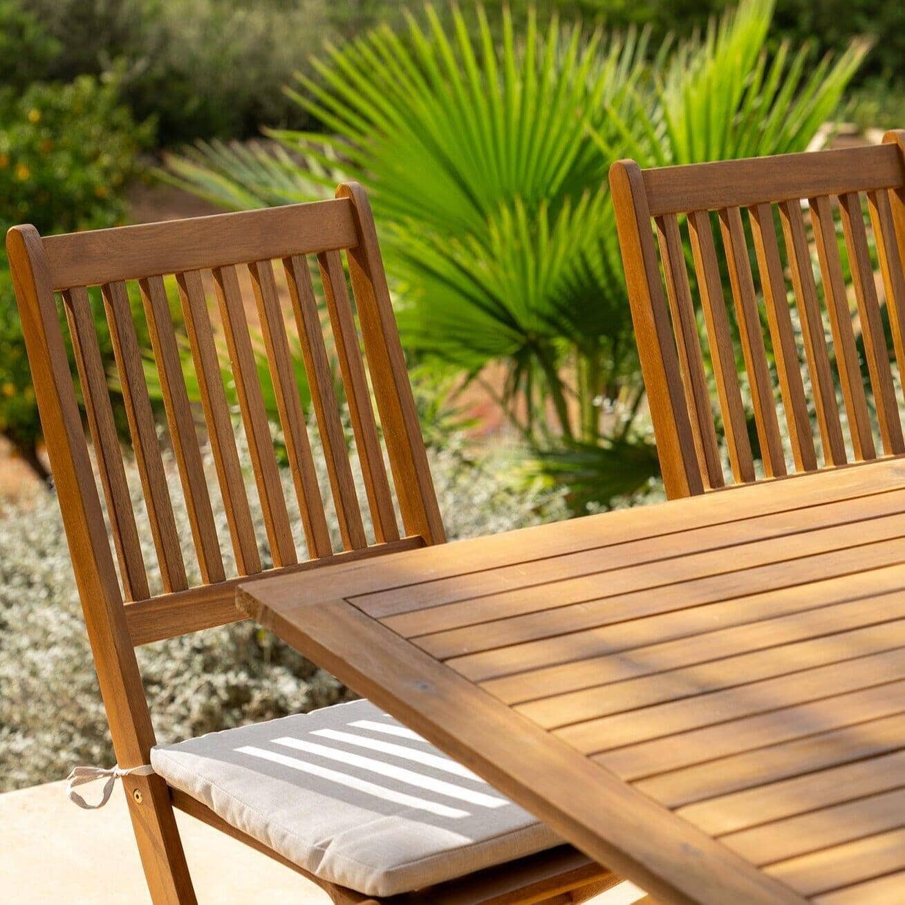 Ashby 4 Seater Wooden Rectangular Garden Dining Set with Grey Parasol - 120cm - Laura James