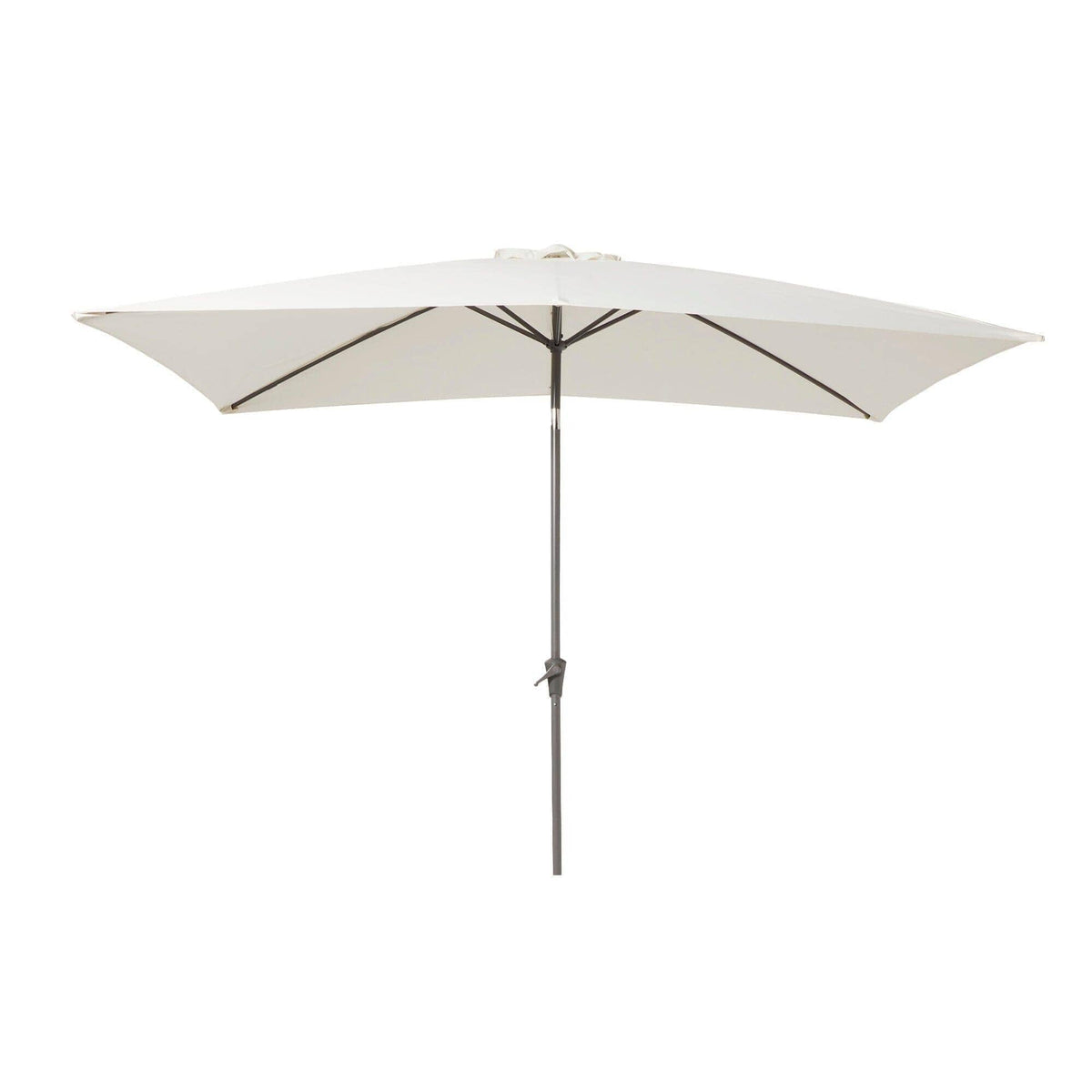 Ashby 4 Seater Round Wooden Garden Dining Set with Cream LED Premium Parasol - 100cm