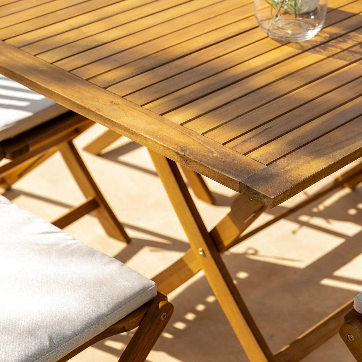 Ashby 6 Seater Wooden Rectangular Garden Dining Set with Cream Parasol- 150cm - Laura James