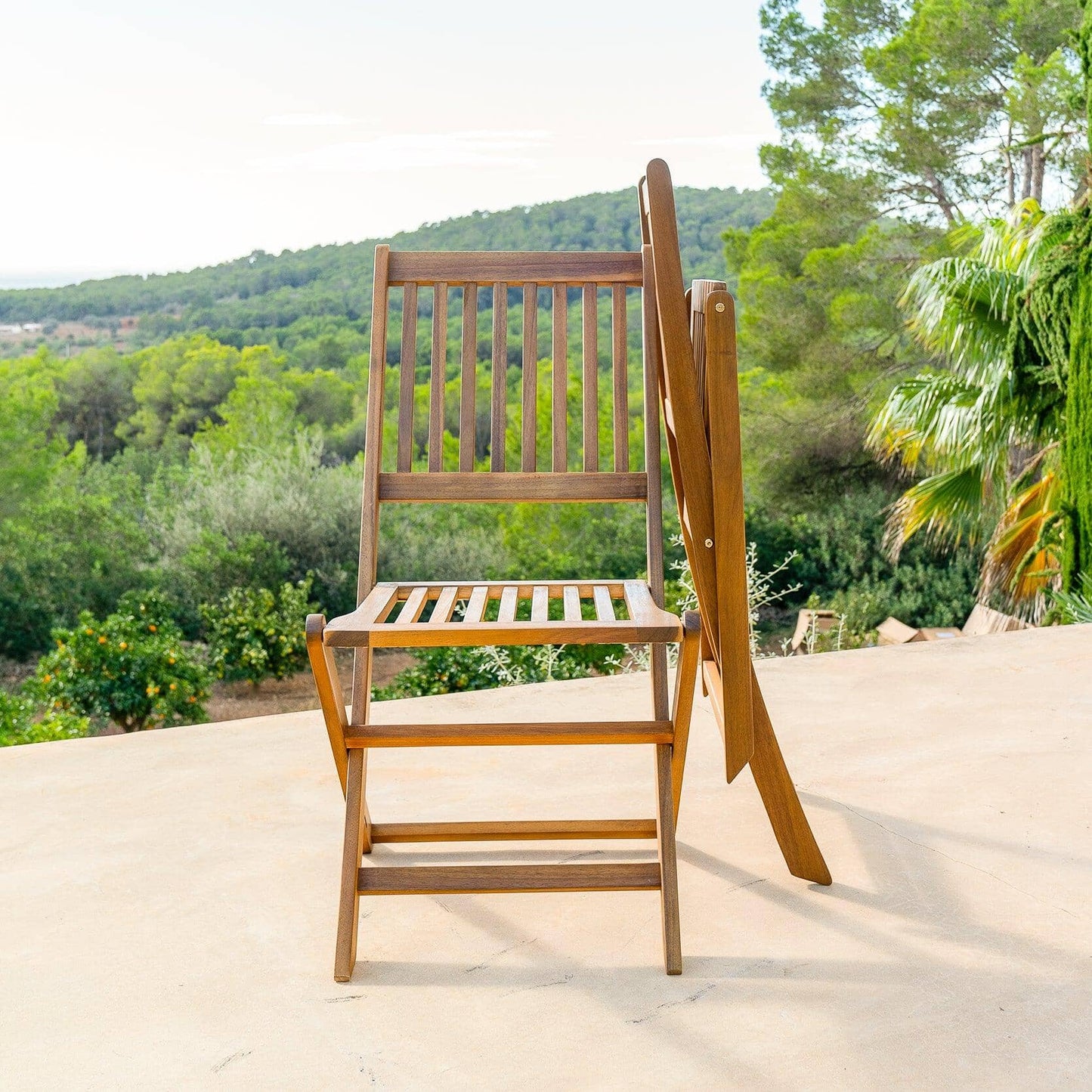 Ashby 6 Seater Wooden Round Garden Dining Set with Grey Parasol - 130cm