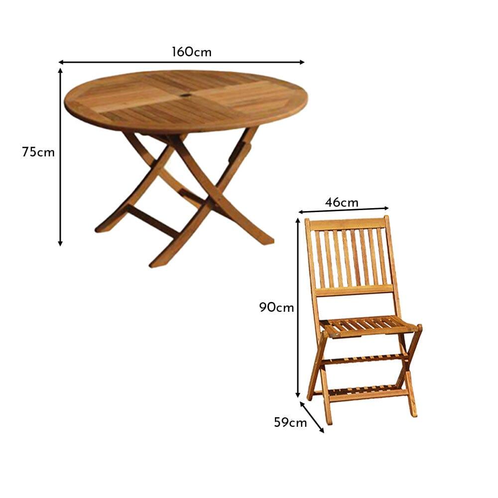 Ashby 8 Seater Wooden Round Garden Dining Set with Cream Parasol - 160cm - Laura James