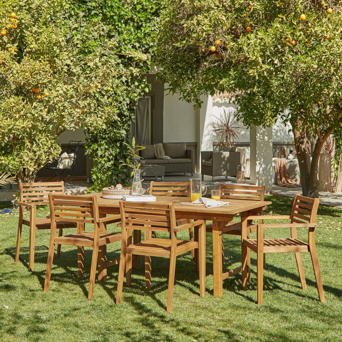 Aspen 6 Seater Wooden Extendable Garden Dining Set with Cushions
