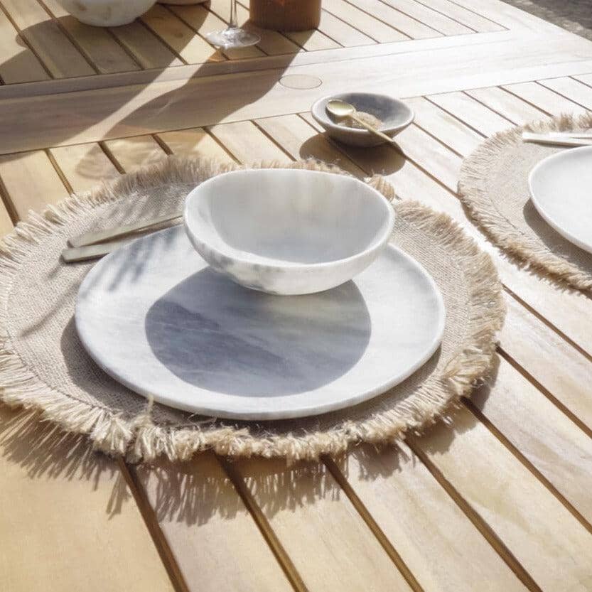 Aspen 6 Seater Wooden Extendable Garden Dining Set with Cushions & Cream LED Premium Parasol - 160cm to 240cm