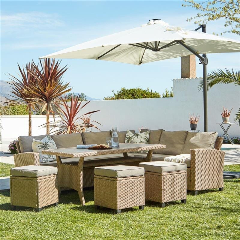 Outlet - Cream Lean Over Parasol - 2.9m Round with Quartered Black Base