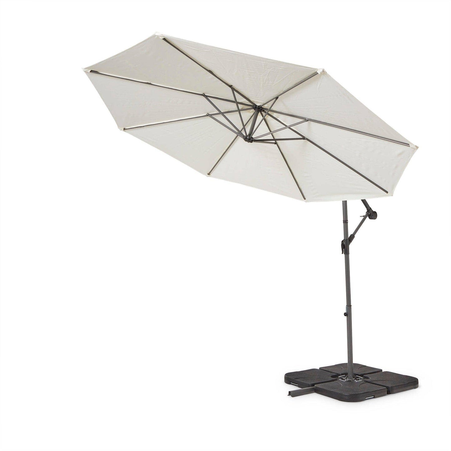 Aston rattan corner sofa set - cream lean over parasol - 9 seater - black - Laura James