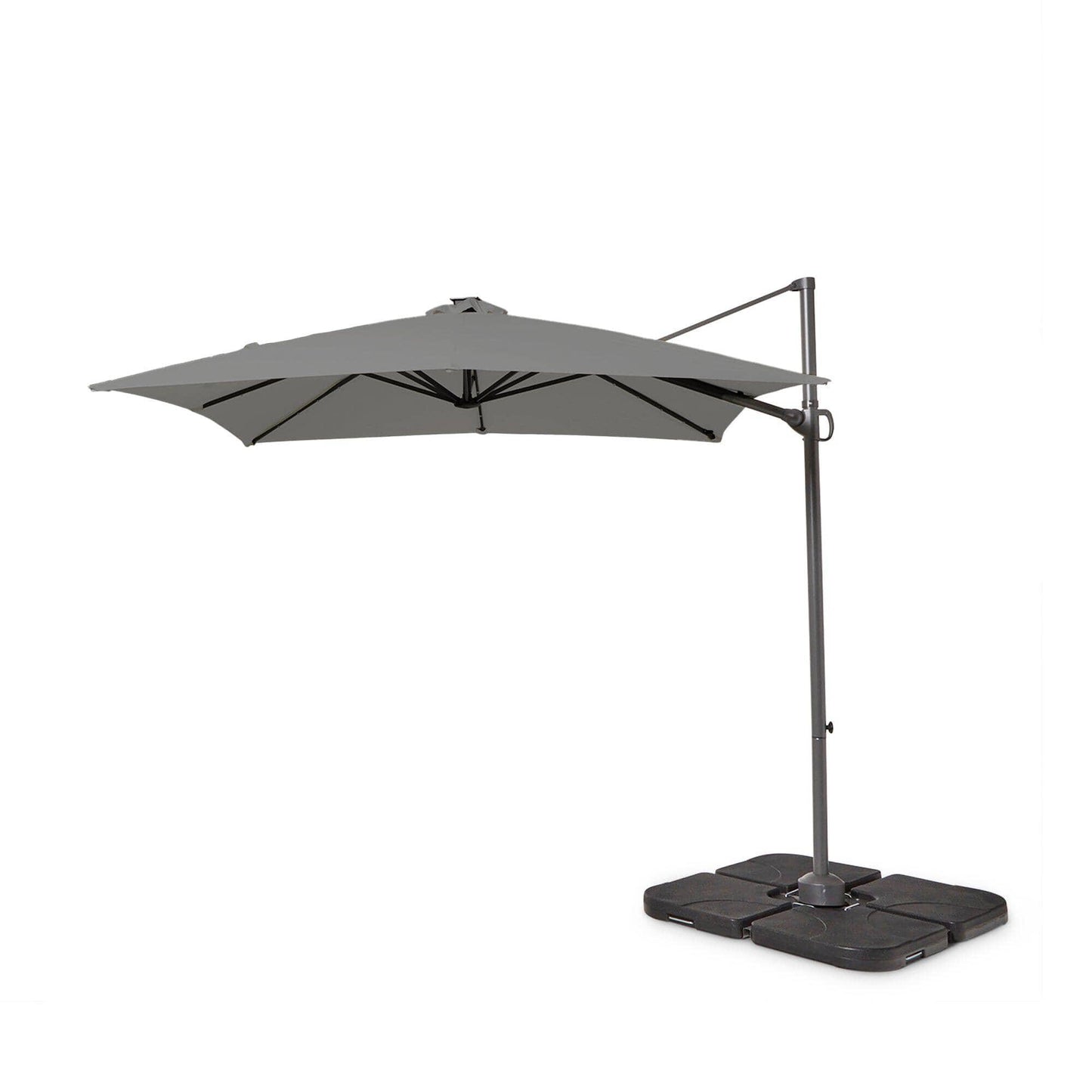 Aston Rattan Outdoor Corner Sofa Set - Grey LED Cantilever Parasol - 9 Seater - Black - Laura James