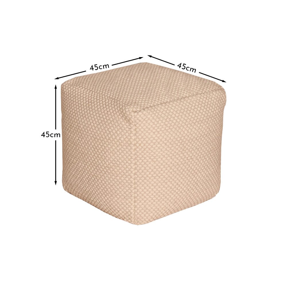 Atcham Clay/Natural Wool & Cotton Ottoman Stool - 45cm X 45cm