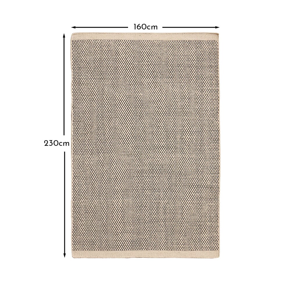 Atcham Wool & Cotton Rug - Pebble Black - 160 x 230cm