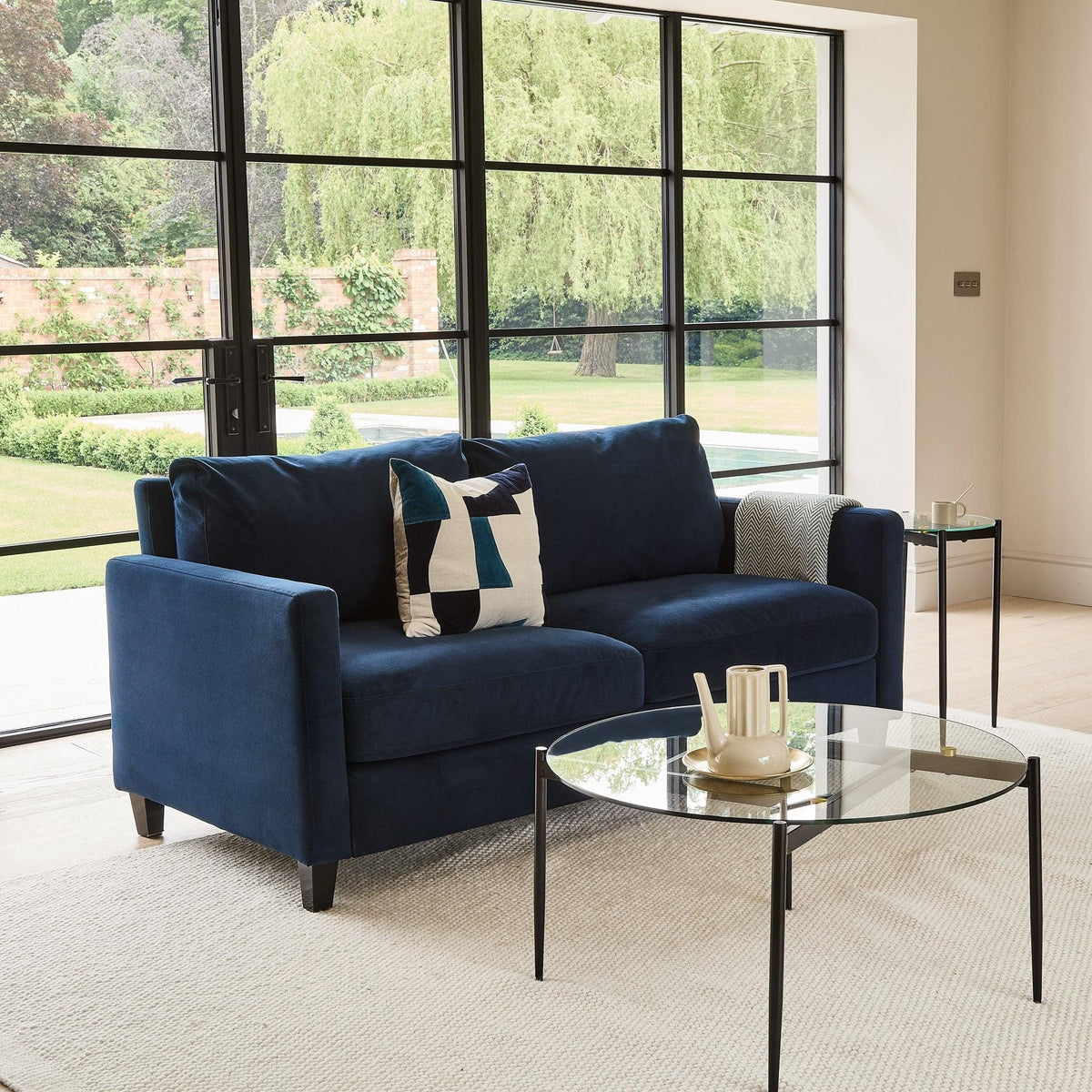 Ava Ink Dark Blue 2 Seater Sofa - Laura James