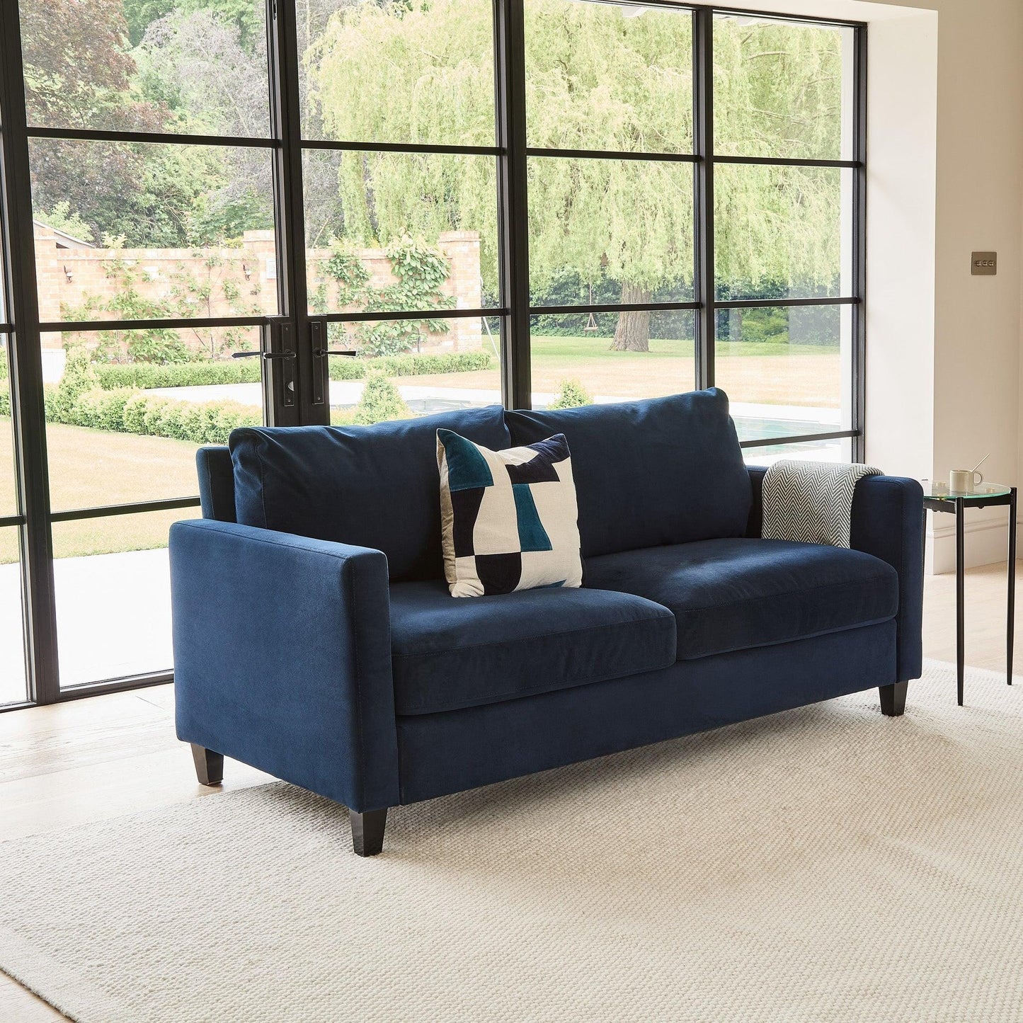 Ava Ink Dark Blue 2 Seater Sofa - Laura James