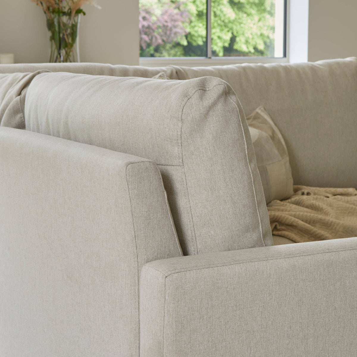 Ava Corner Sofa - Left Hand - Sand with Pale Oak Legs - Laura James